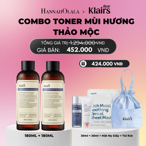  COMBO 2 DEAR, KLAIRS NƯỚC HOA HỒNG SUPPLE PREPARATION FACIAL TONER 180ML_ A1855 