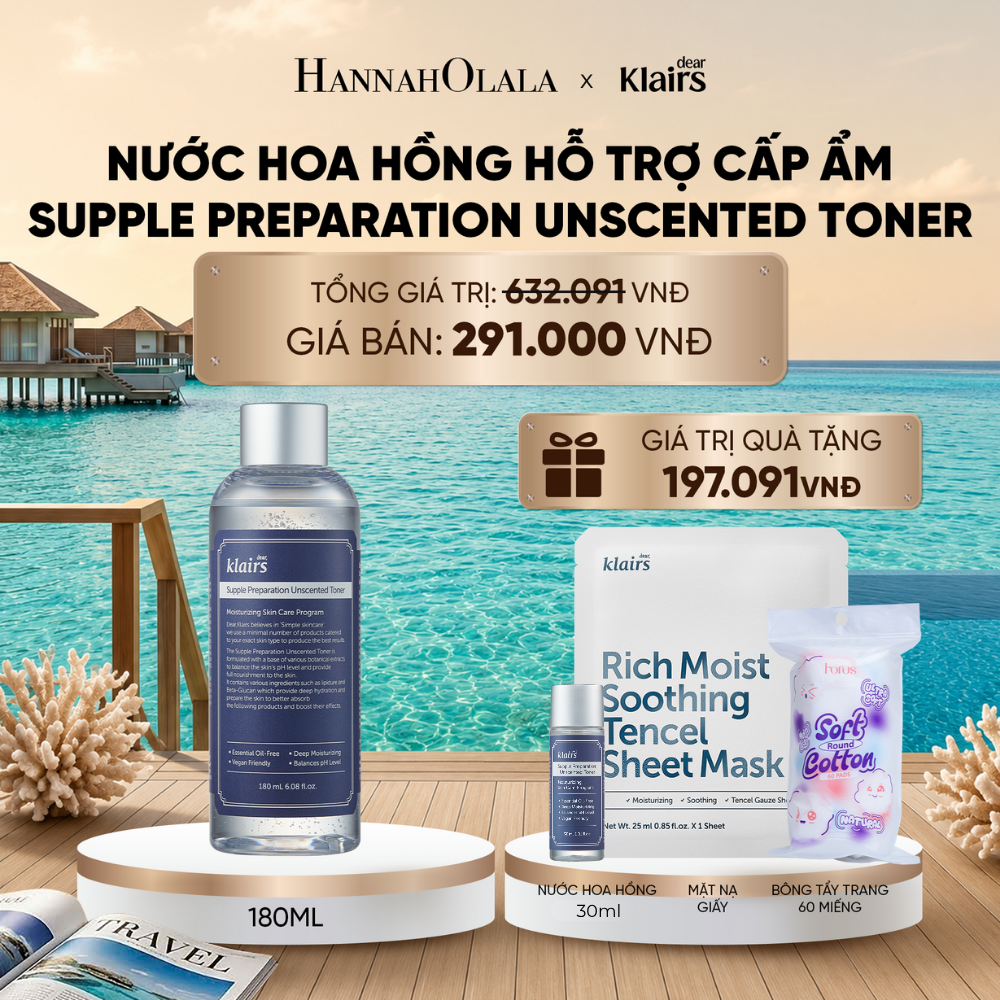  DEAR, KLAIRS NƯỚC HOA HỒNG SUPPLE PREPARATION UNSCENTED TONER 180ML_ D133 