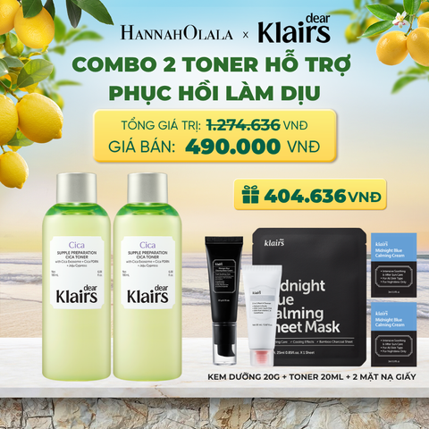  COMBO 2 DEAR KLAIRS NƯỚC HOA HỒNG SUPPLE PREPARATION CICA TONER 180ML (IP04) - A434 