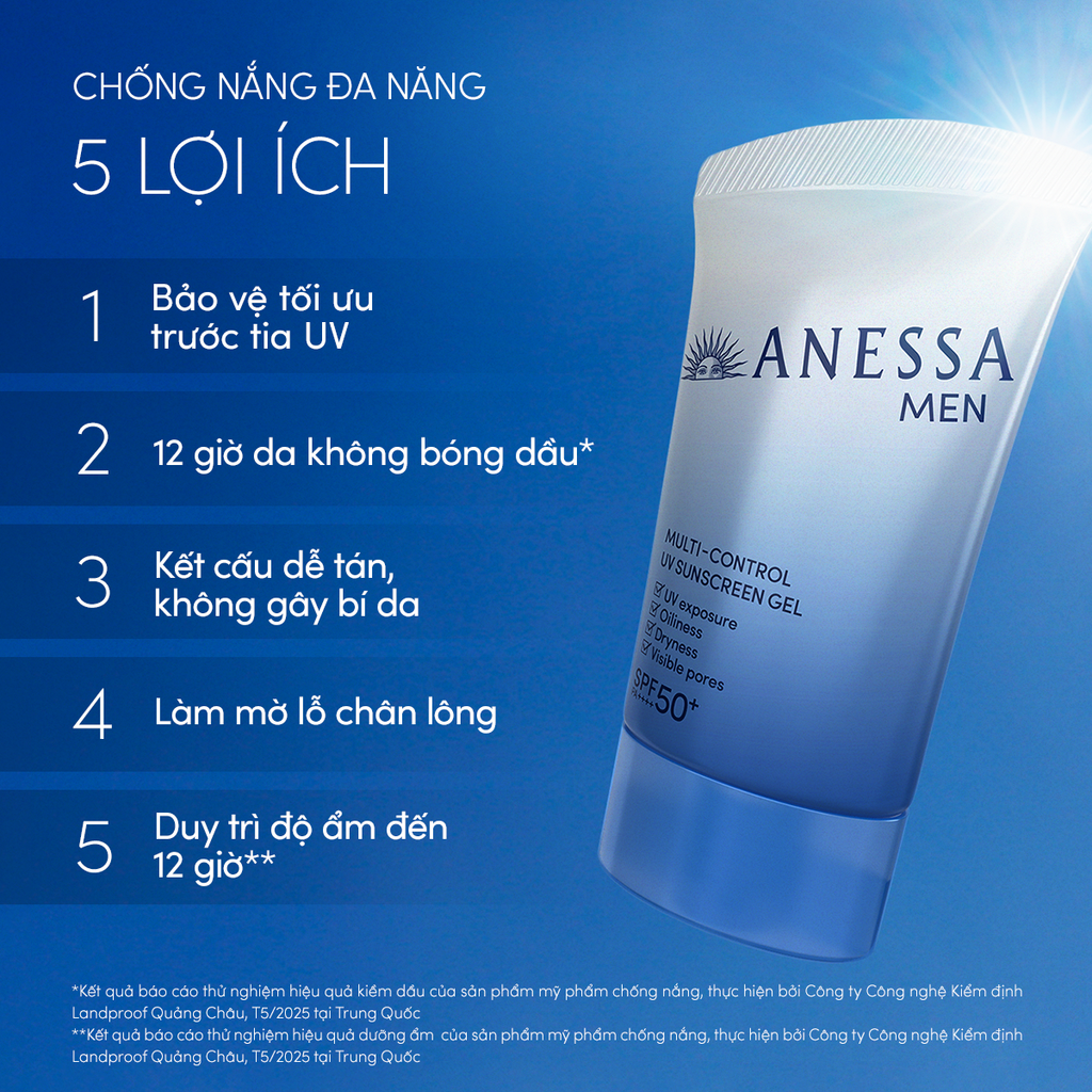  [MỚI] GEL CHỐNG NẮNG DƯỠNG DA KIỀM DẦU ĐA NĂNG DÀNH CHO NAM ANESSA MULTI-CONTROL UV SUNSCREEN GEL SPF50+ PA++++ 40G - DEAL 31 