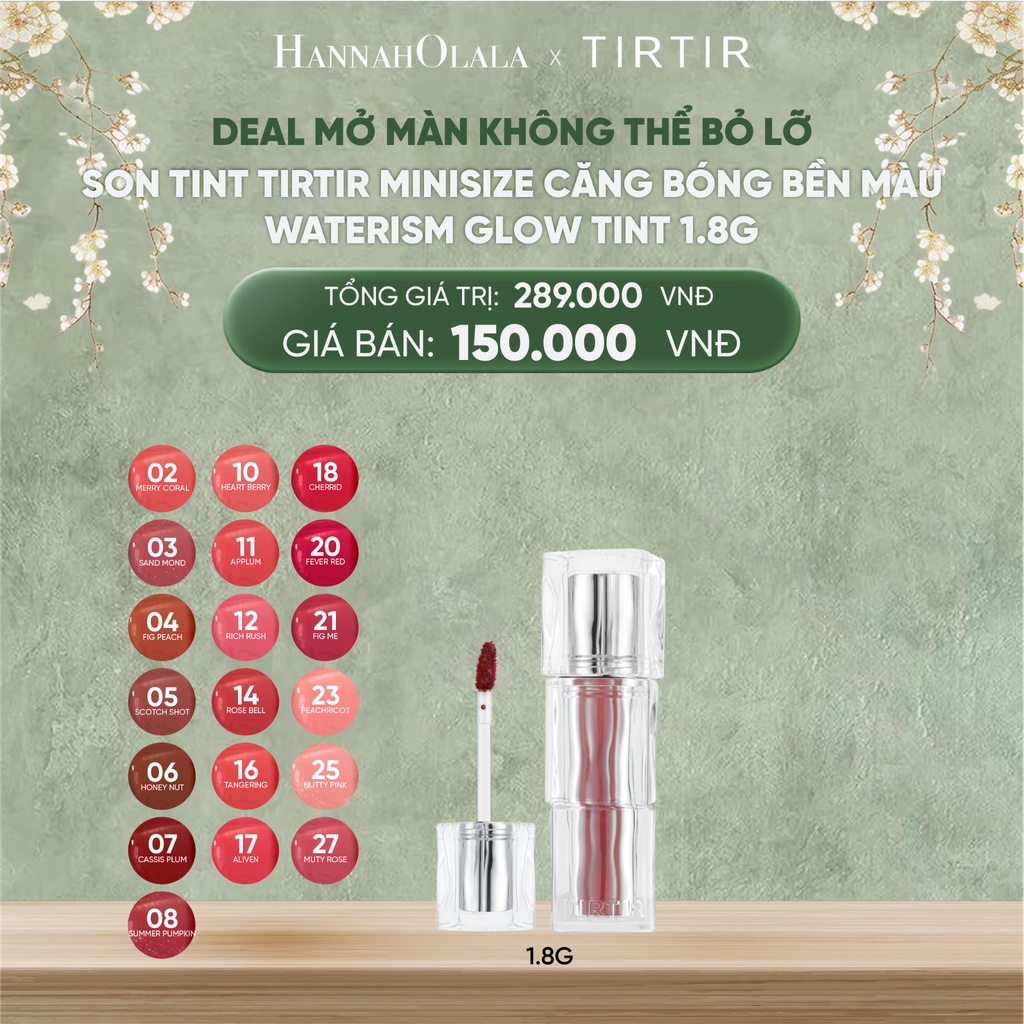  DEAL 6 - SON TINT TIRTIR MINISIZE CĂNG BÓNG BỀN MÀU WATERISM GLOW TINT 1.8G 