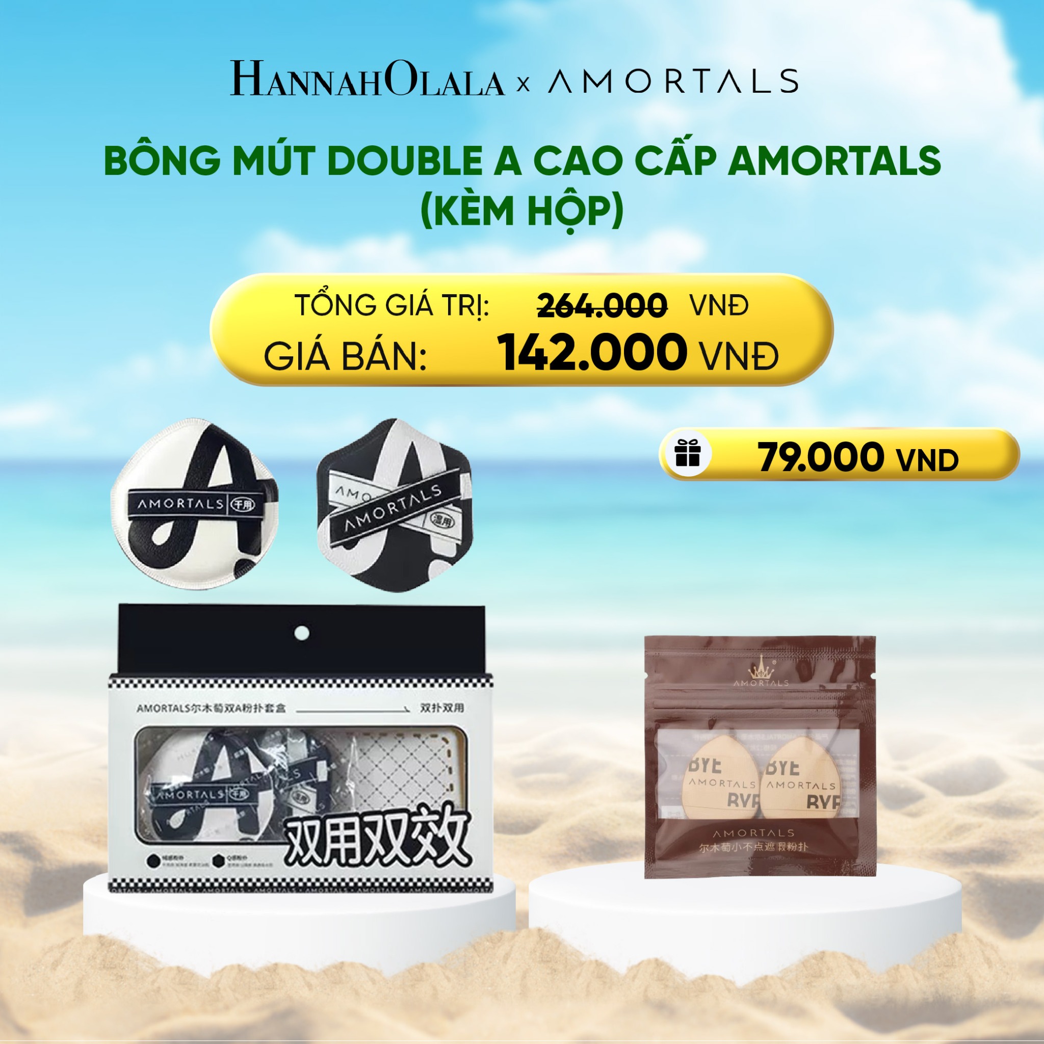 A1793_deal 3: bông mút double a cao cấp amortals (kèm hộp)