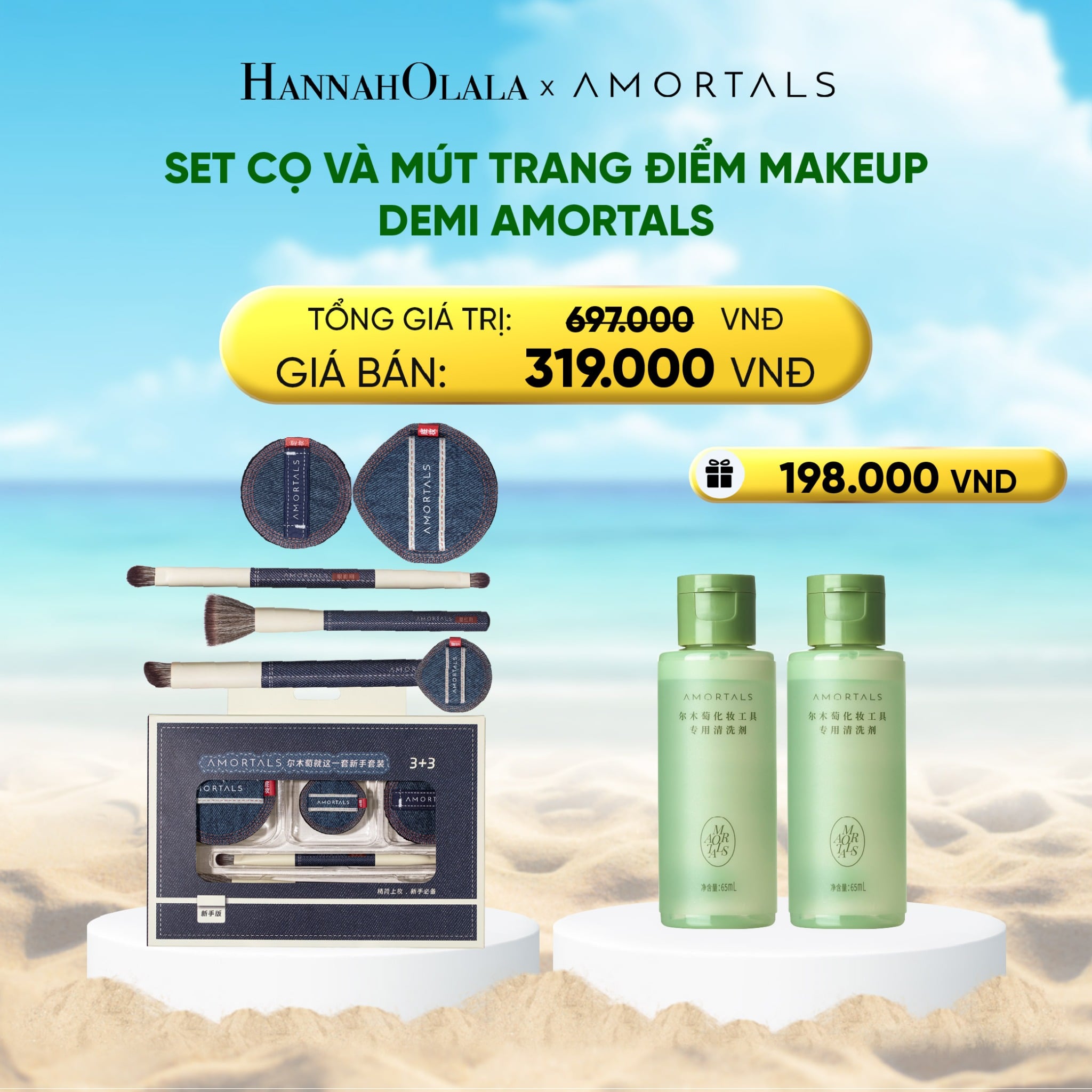 Bộ Cọ và Mút Trang Điểm Makeup Demi Amortals