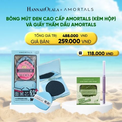  DEAL 13:BÔNG MÚT ĐEN CAO CẤP AMORTALS (KÈM HỘP) AMORTALS VÀ GIẤY THẤM DẦU AMORTALS 