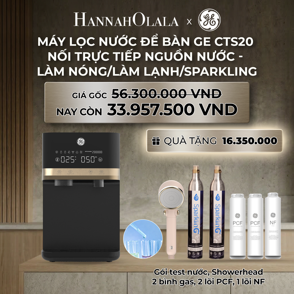  DEAL 2: MÁY LỌC NƯỚC ĐỂ BÀN GE CTS20 NỐI TRỰC TIẾP NGUỒN NƯỚC - LÀM NÓNG/LÀM LẠNH/SPARKLING (TẠO NƯỚC CÓ GA) 