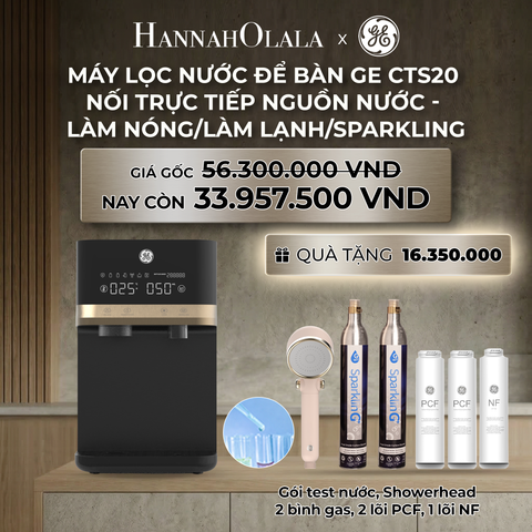  DEAL 2: MÁY LỌC NƯỚC ĐỂ BÀN GE CTS20 NỐI TRỰC TIẾP NGUỒN NƯỚC - LÀM NÓNG/LÀM LẠNH/SPARKLING (TẠO NƯỚC CÓ GA) 