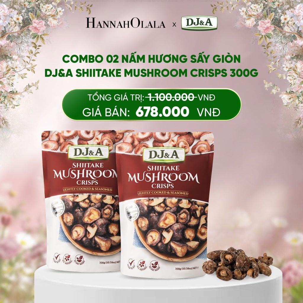  DEAL 2: COMBO 02 NẤM HƯƠNG SẤY GIÒN DJ&A SHIITAKE MUSHROOM CRISPS 300G 