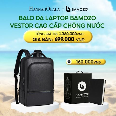  A1713_DEAL 9: BALO DA LAPTOP BAMOZO VESTOR NAM CÔNG SỞ LỊCH LÃM CHỐNG NƯỚC CÓ LÓT LƯNG ĐỆM FOAM (TẶNG HỘP ĐỰNG + SỔ TAY BÌA DA) 