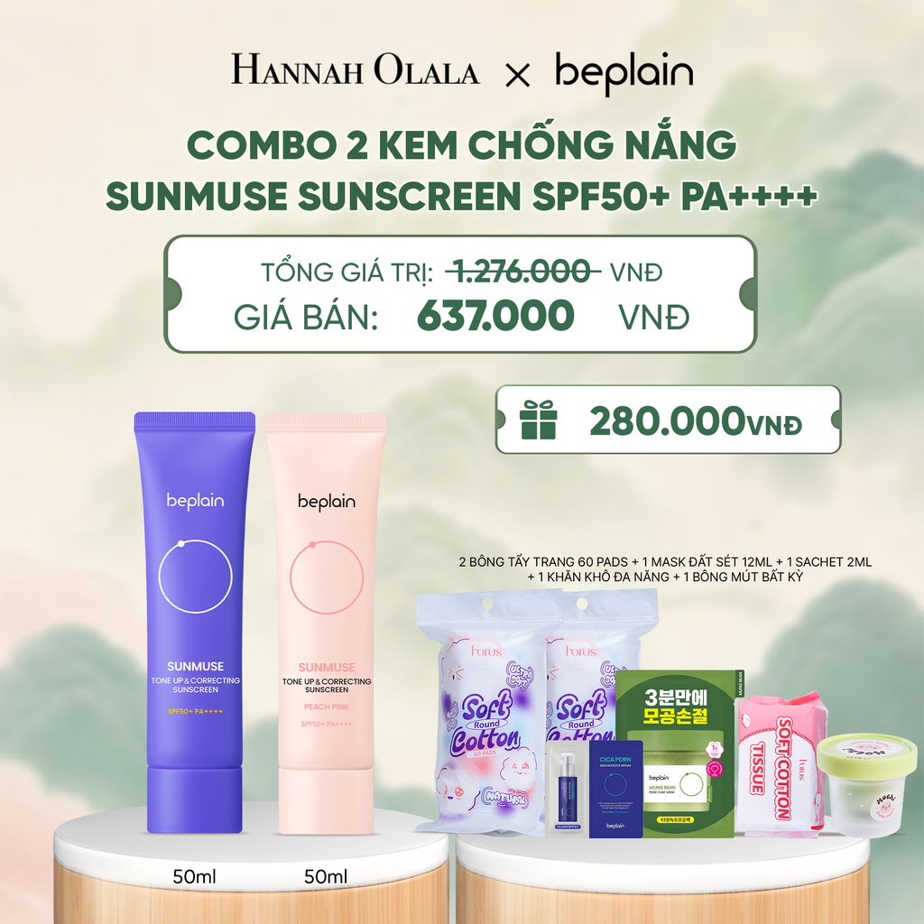  COMBO 2 KCN: BEPLAIN KEM CHỐNG NẮNG SUNMUSE SUNSCREEN 50ML BẤT KỲ - A1403 