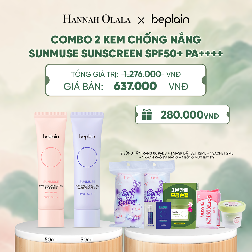  COMBO 2 KCN: BEPLAIN KEM CHỐNG NẮNG SUNMUSE SUNSCREEN 50ML BẤT KỲ - A1403 