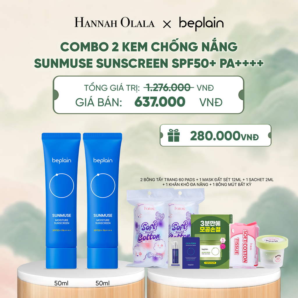  COMBO 2 KCN: BEPLAIN KEM CHỐNG NẮNG SUNMUSE SUNSCREEN 50ML BẤT KỲ - A1403 