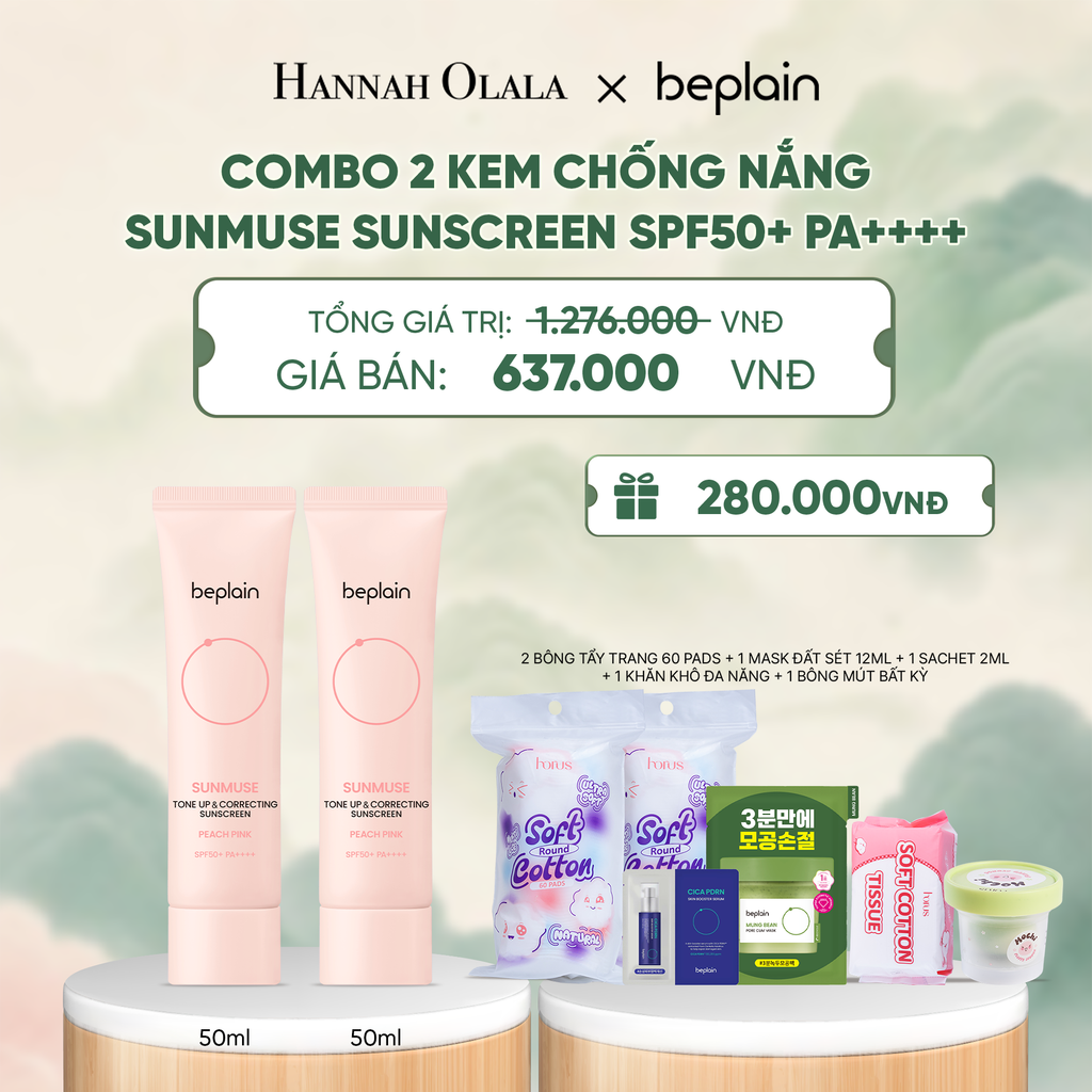 COMBO 2 KCN: BEPLAIN KEM CHỐNG NẮNG SUNMUSE SUNSCREEN 50ML BẤT KỲ - A1403 