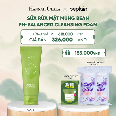  BEPLAIN SỮA RỬA MẶT MUNG BEAN PH-BALANCED CLEANSING FOAM 160ML - A1391 