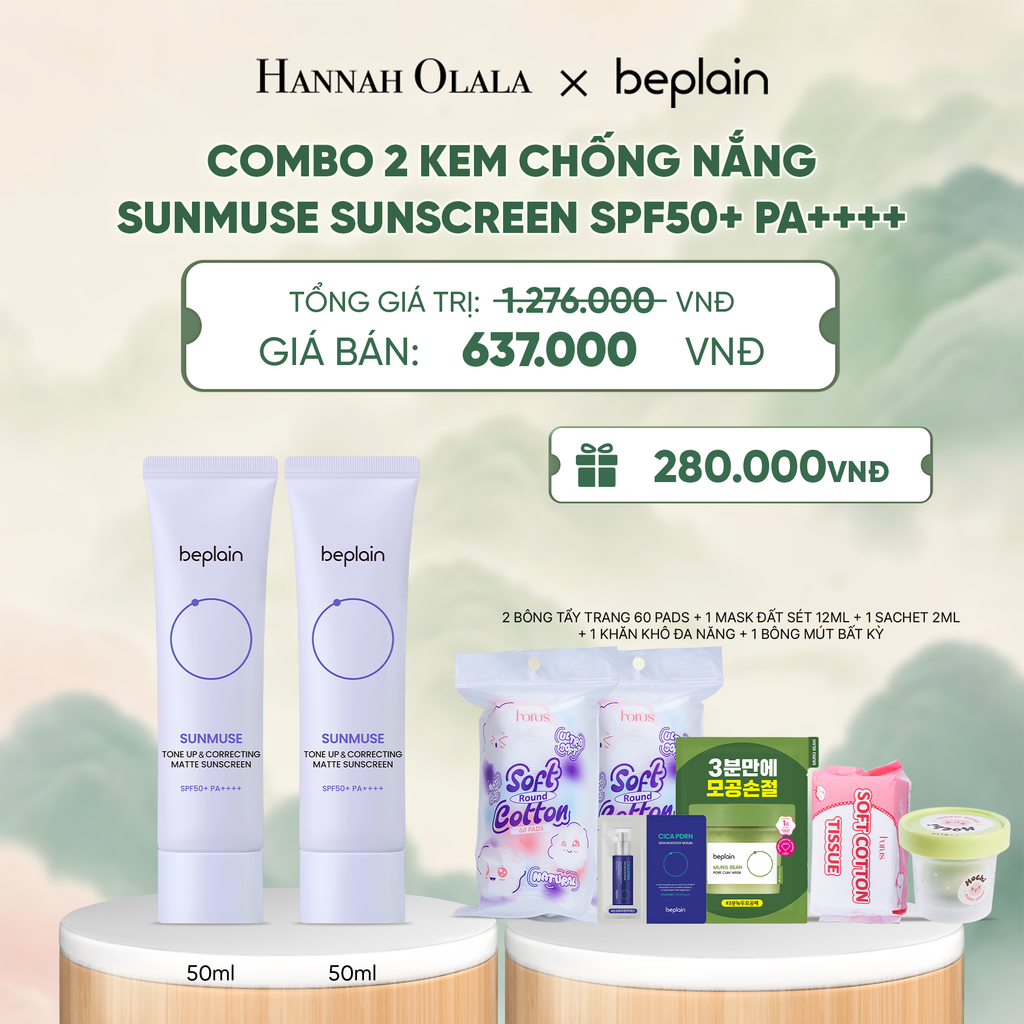  COMBO 2 KCN: BEPLAIN KEM CHỐNG NẮNG SUNMUSE SUNSCREEN 50ML BẤT KỲ - A1403 