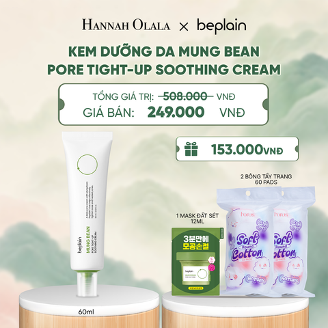  BEPLAIN KEM DƯỠNG DA MUNG BEAN PORE TIGHT-UP SOOTHING CREAM 60ML - A1392 