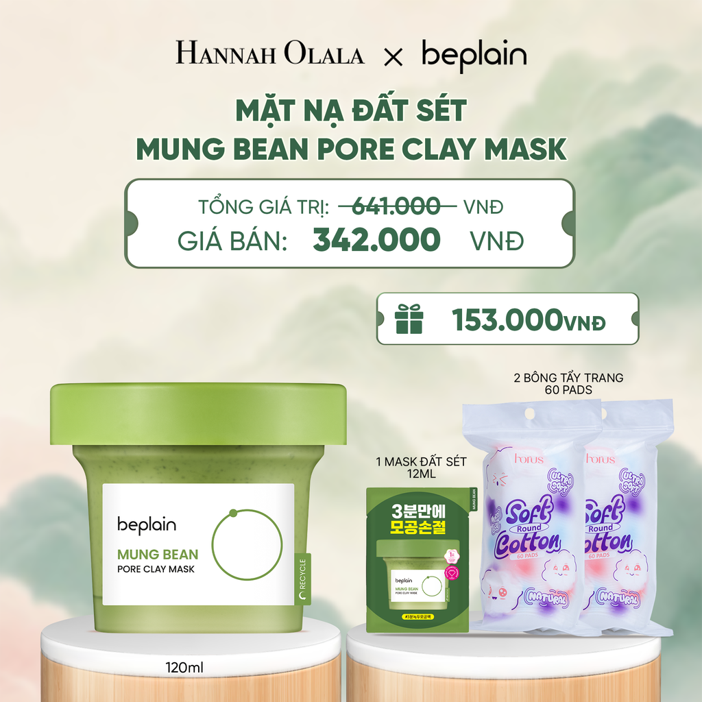  BEPLAIN MẶT NẠ ĐẤT SÉT MUNG BEAN PORE CLAY MASK 120ML - A1400 