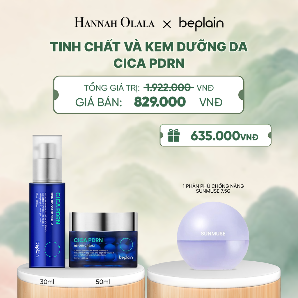  COMBO BEPLAIN KEM DƯỠNG DA CICA PDRN REPAIR CREAM 50ML + BEPLAIN TINH CHẤT CICA PDRN SKIN BOOSTER SERUM 30ML - A1402 