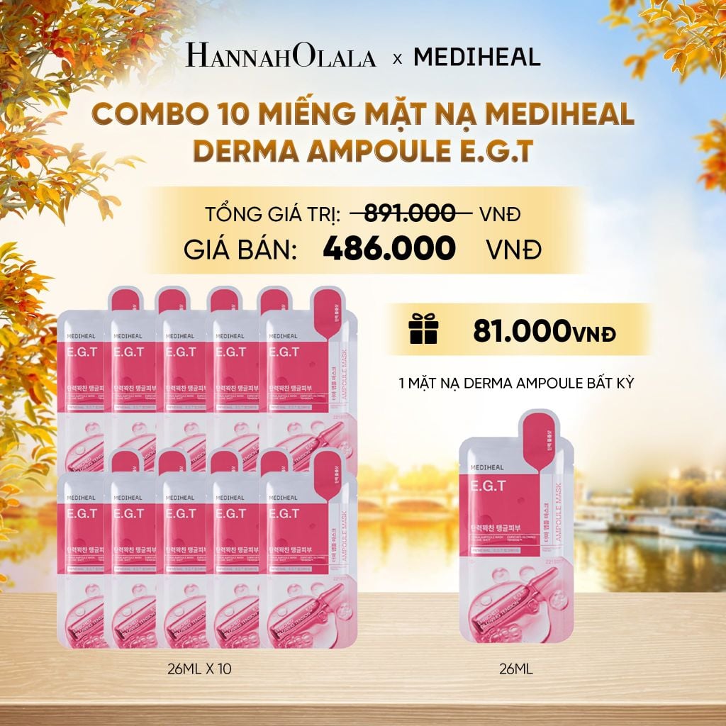  MEDIHEAL MẶT NẠ DERMA AMPOULE MASK 26ML (COMBO 10 MIẾNG) BẤT KỲ - E51 