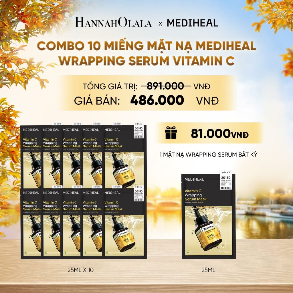  MEDIHEAL MẶT NẠ WRAPPING SERUM MASK 25ML (COMBO 10 MIẾNG) BẤT KỲ - E54 
