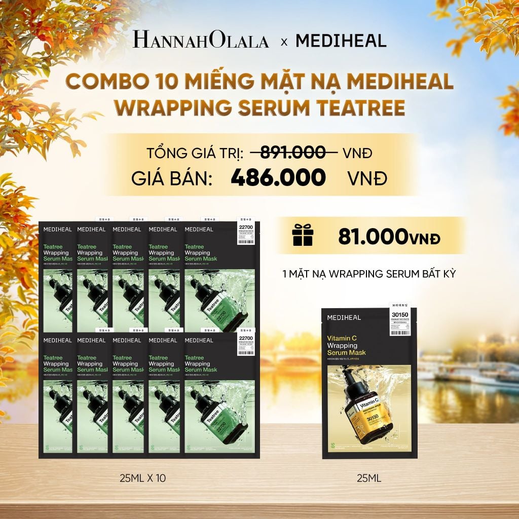  MEDIHEAL MẶT NẠ WRAPPING SERUM MASK 25ML (COMBO 10 MIẾNG) BẤT KỲ - E54 