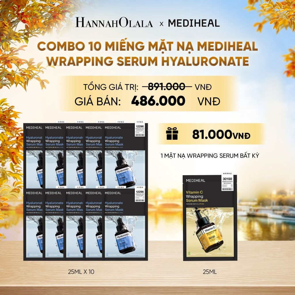  MEDIHEAL MẶT NẠ WRAPPING SERUM MASK 25ML (COMBO 10 MIẾNG) BẤT KỲ - E54 