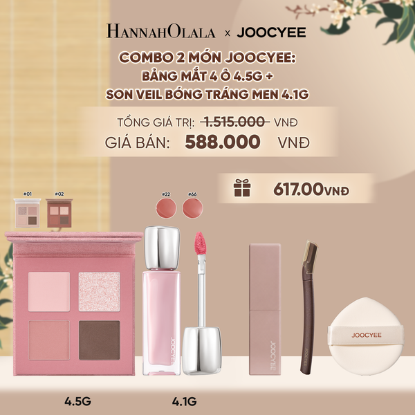  COMBO 2: BẢNG MẮT 4 Ô + SON VEIL BÓNG TRÁNG MEN 