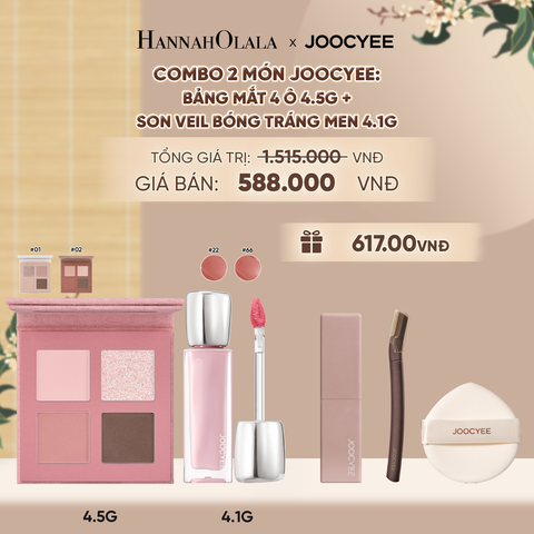  COMBO 2: BẢNG MẮT 4 Ô + SON VEIL BÓNG TRÁNG MEN 
