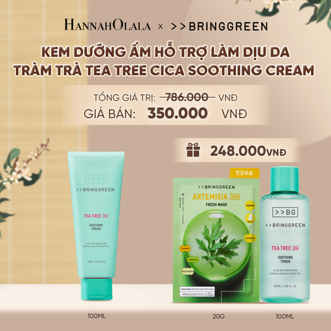  KEM DƯỠNG ẨM HỖ TRỢ LÀM DỊU DA TRÀM TRÀ BRING GREEN TEA TREE CICA SOOTHING CREAM 100ML - A1644 