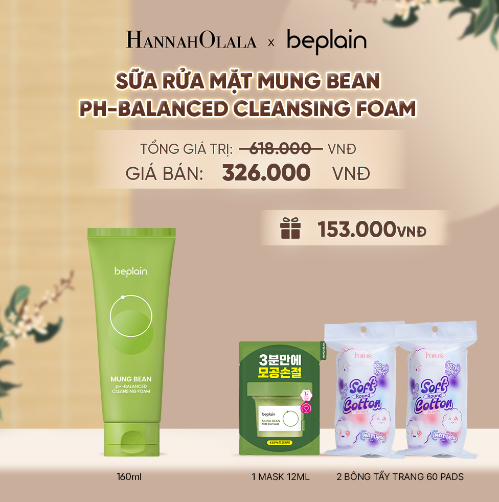  BEPLAIN SỮA RỬA MẶT MUNG BEAN PH-BALANCED CLEANSING FOAM 160ML - A263 