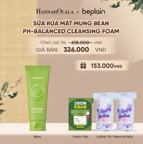  BEPLAIN SỮA RỬA MẶT MUNG BEAN PH-BALANCED CLEANSING FOAM 160ML - A263 