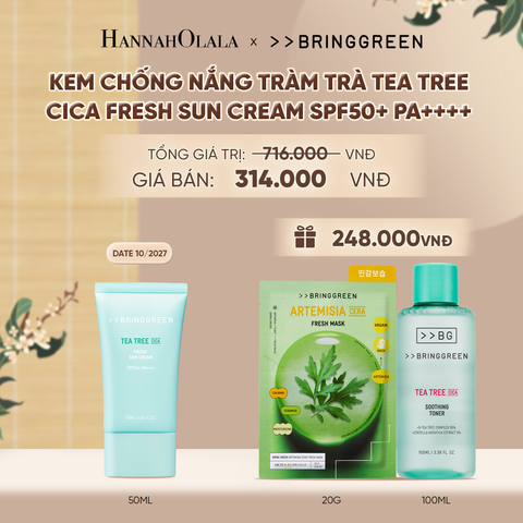  KEM CHỐNG NẮNG TRÀM TRÀ BRING GREEN TEA TREE CICA FRESH SUN CREAM SPF50+ PA++++ 50ML - A1641 