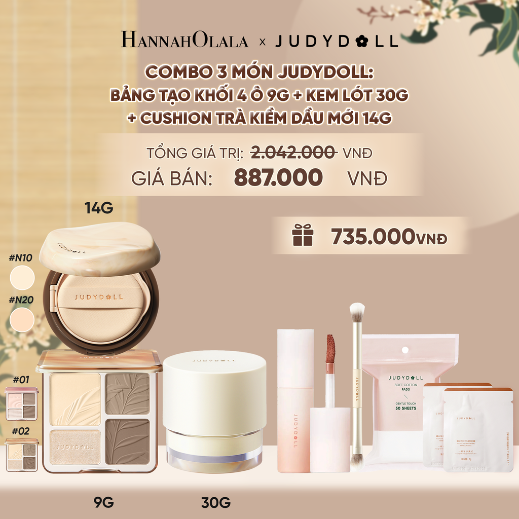  COMBO 3: BẢNG TẠO KHỐI 9G + KEM LÓT 30G + CUSHION TRÀ KIỀM DẦU MỚI 14G - A1411 