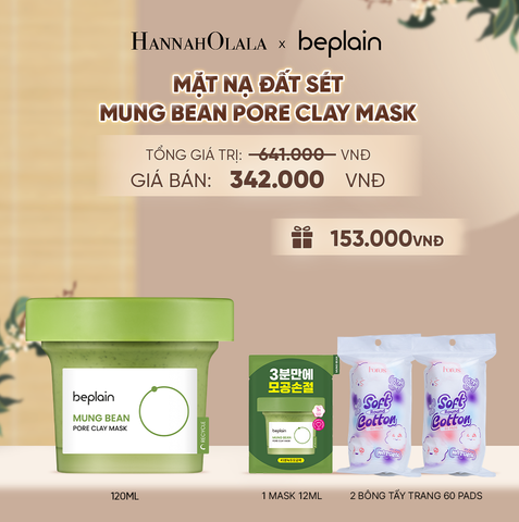  BEPLAIN MẶT NẠ ĐẤT SÉT MUNG BEAN PORE CLAY MASK 120ML - A272 