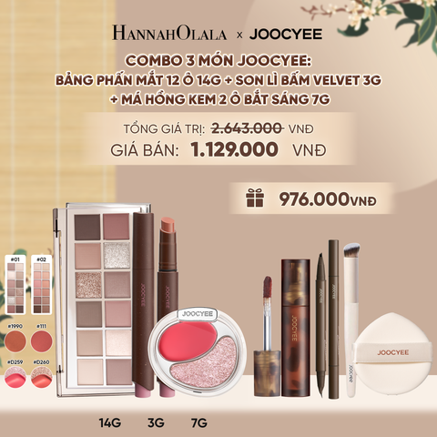  COMBO 3: BẢNG MẮT 12 Ô + MÁ KEM 2 Ô BẮT SÁNG + SON LÌ BẤM - A1363 