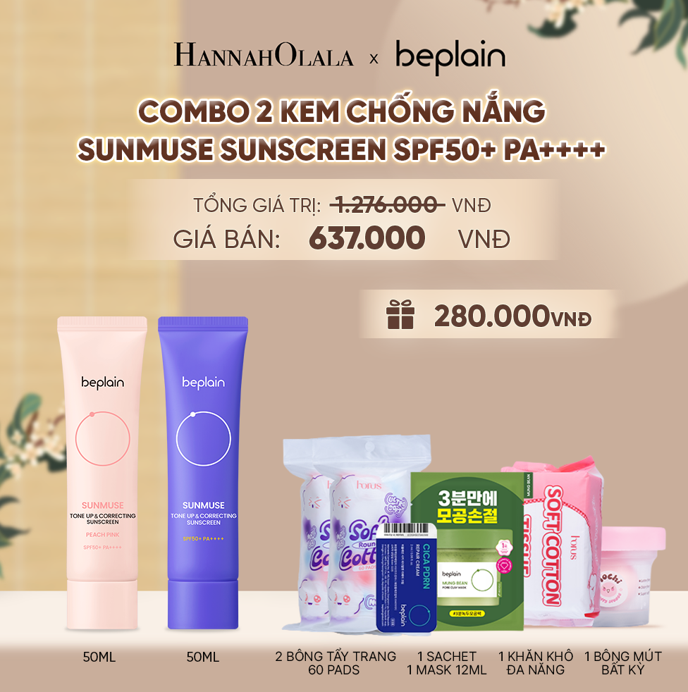 COMBO 2 KCN: BEPLAIN KEM CHỐNG NẮNG SUNMUSE SUNSCREEN 50ML BẤT KỲ - A275 