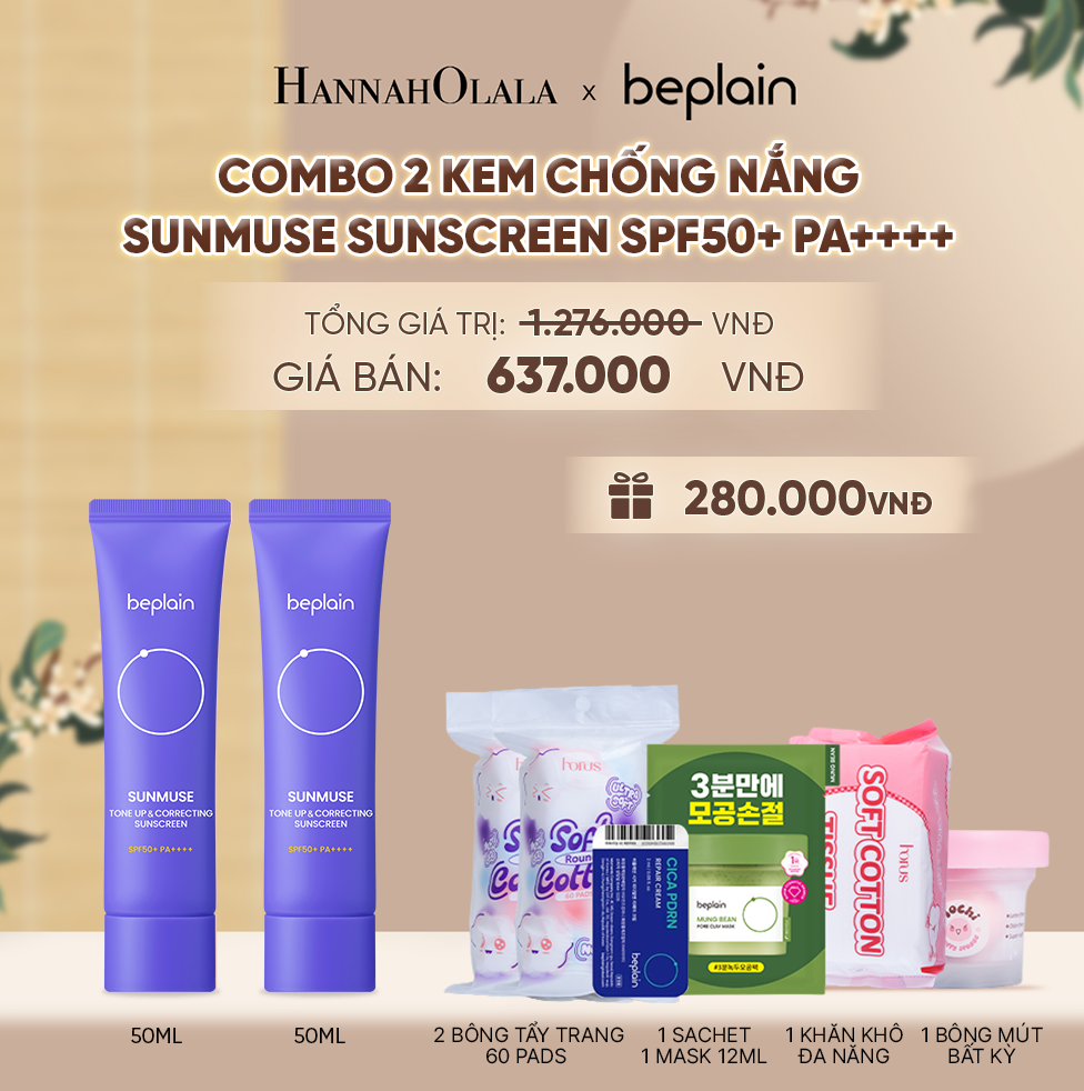  COMBO 2 KCN: BEPLAIN KEM CHỐNG NẮNG SUNMUSE SUNSCREEN 50ML BẤT KỲ - A275 