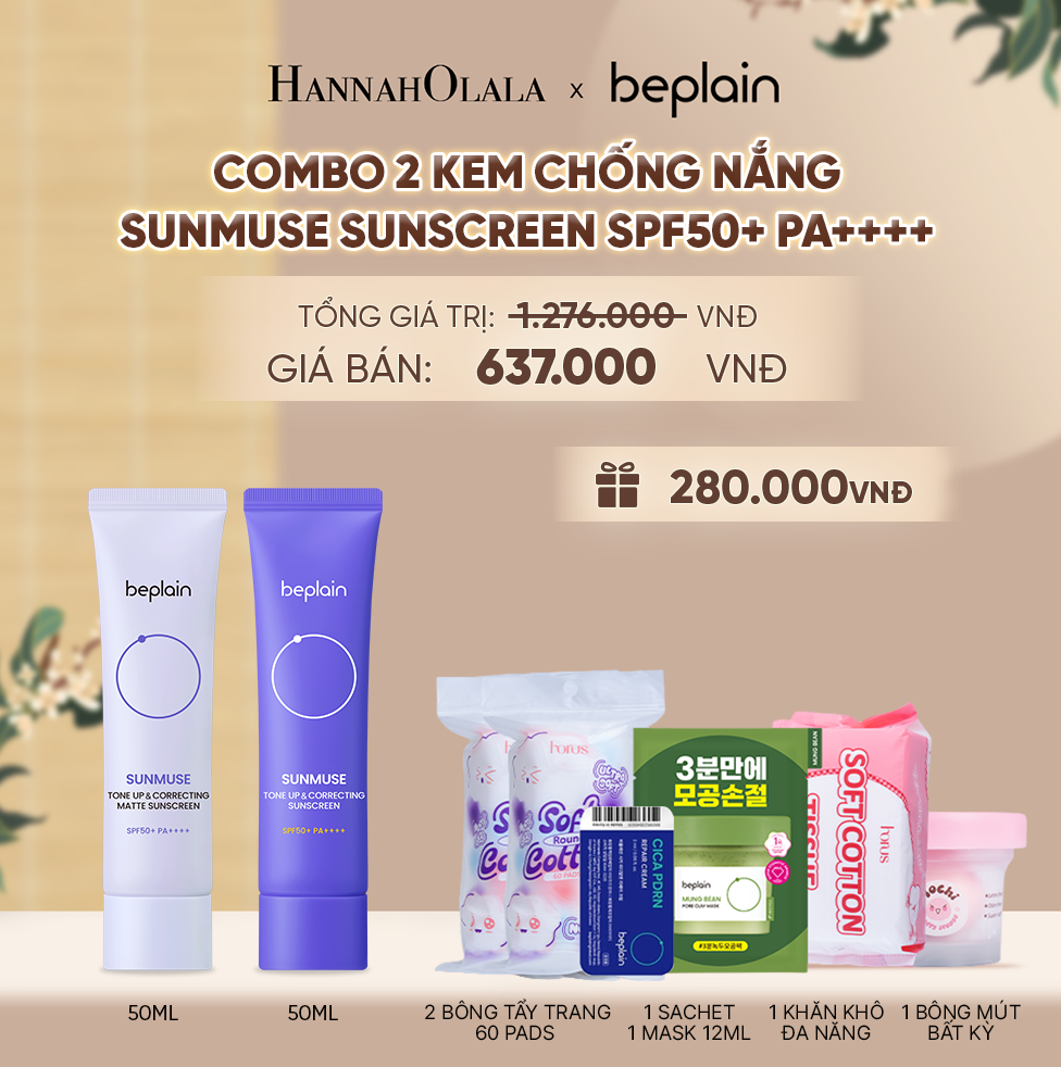  COMBO 2 KCN: BEPLAIN KEM CHỐNG NẮNG SUNMUSE SUNSCREEN 50ML BẤT KỲ - A275 
