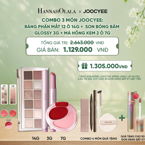  COMBO 3: BẢNG MẮT 12 Ô + MÁ KEM 2 Ô + SON BÓNG BẤM - A1372 