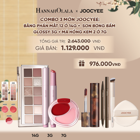  COMBO 3: BẢNG MẮT 12 Ô + MÁ KEM 2 Ô + SON BÓNG BẤM - A1372 