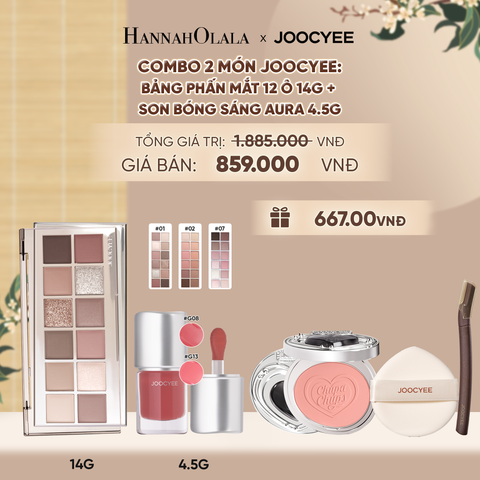  COMBO 2: BẢNG PHẤN MẮT 12 Ô + SON BÓNG AURA - A1381 