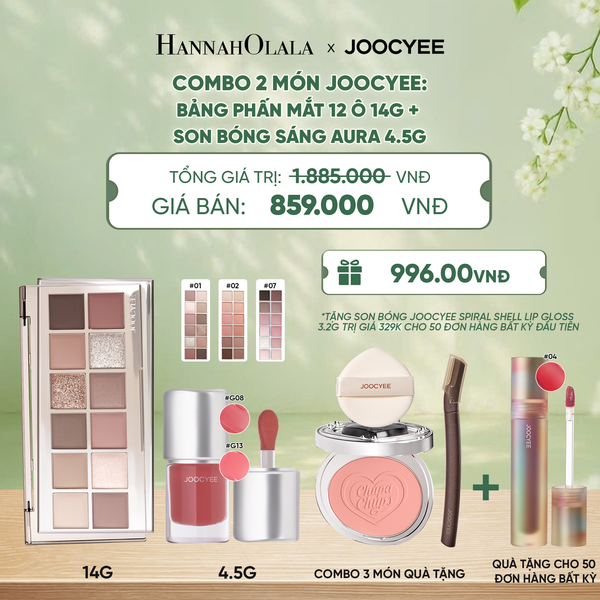  COMBO 2: BẢNG PHẤN MẮT 12 Ô + SON BÓNG AURA - A1381 