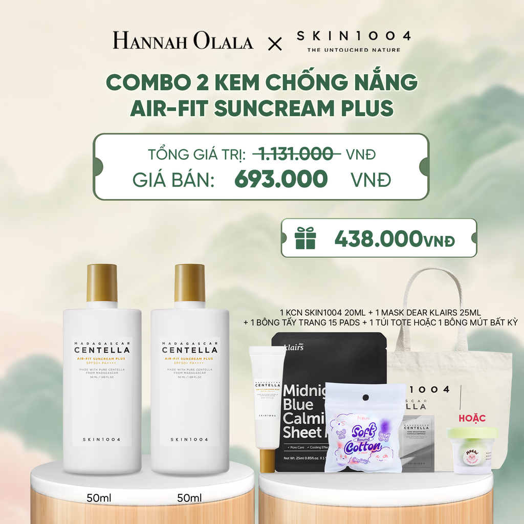  COMBO 02 PCS SKIN1004 KEM CHỐNG NẮNG MADAGASCAR CENTELLA AIR-FIT SUNCREAM PLUS 50ML - A1506 