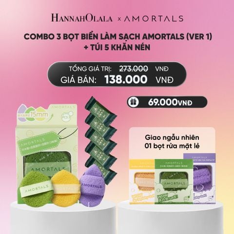  COMBO 3 BỌT BIỂN LÀM SẠCH AMORTALS (VER 1) + TÚI 5 KHĂN NÉN_A2363 