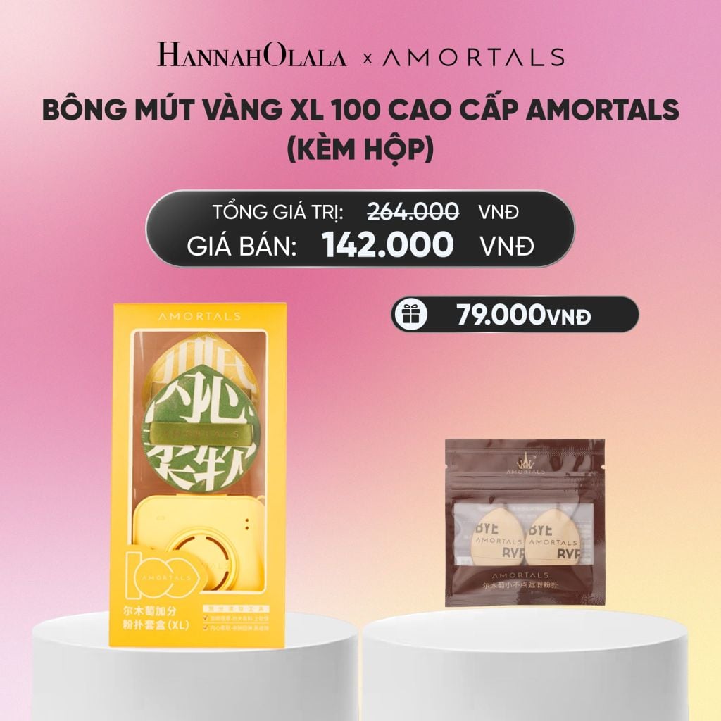  BÔNG MÚT VÀNG XL 100 CAO CẤP AMORTALS (KÈM HỘP)_A2372 