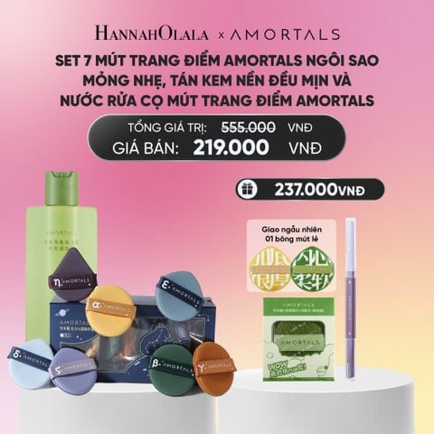  SET 7 MÚT TRANG ĐIỂM AMORTALS NGÔI SAO – MỎNG NHẸ, TÁN KEM NỀN ĐỀU MỊN VÀ NƯỚC RỬA CỌ MÚT TRANG ĐIỂM AMORTALS_A2367 