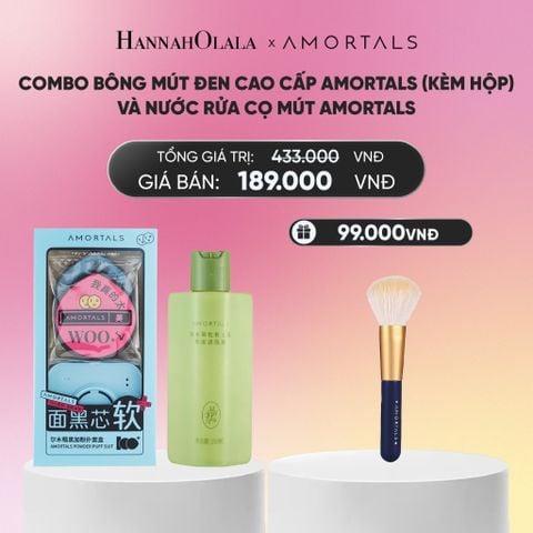  COMBO BÔNG MÚT ĐEN CAO CẤP AMORTALS (KÈM HỘP) AMORTALS VÀ NƯỚC RỬA CỌ MÚT AMORTALS_A2368 
