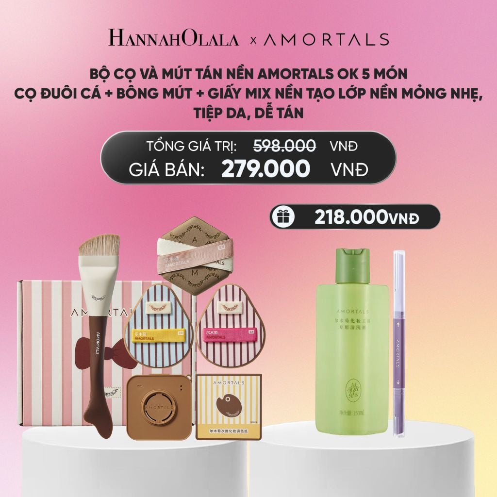  BỘ CỌ VÀ MÚT TÁN NỀN AMORTALS OK 5 MÓN – CỌ ĐUÔI CÁ + BÔNG MÚT + GIẤY MIX NỀN TẠO LỚP NỀN MỎNG NHẸ, TIỆP DA, DỄ TÁN_A2370 