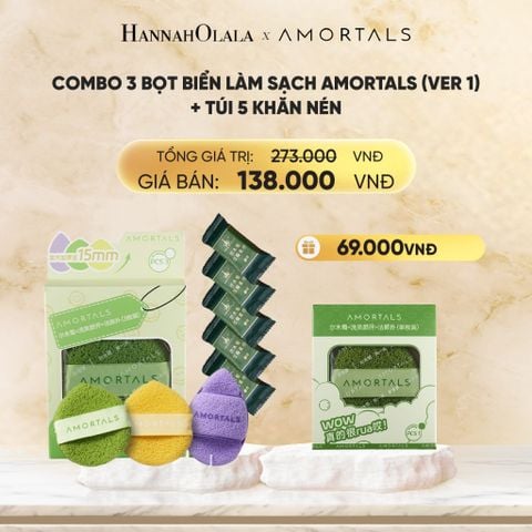  COMBO 3 BỌT BIỂN LÀM SẠCH AMORTALS (VER 1) + TÚI 5 KHĂN NÉN - B185 