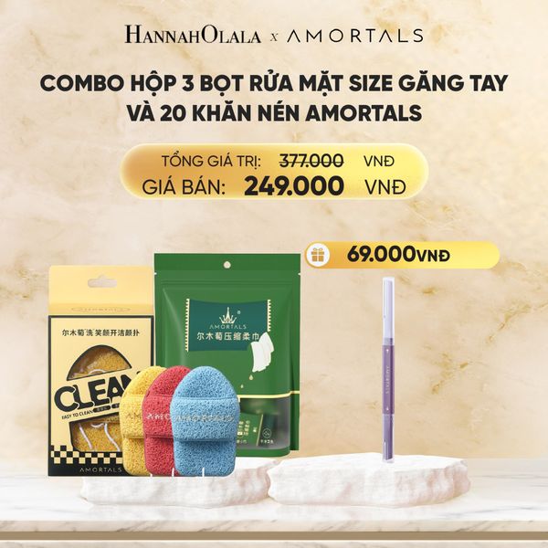  COMBO HỘP 3 BỌT RỬA MẶT SIZE GĂNG TAY VÀ 20 KHĂN NÉN AMORTALS 