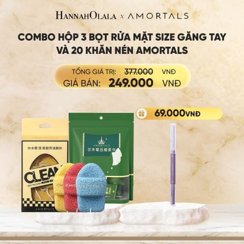  COMBO HỘP 3 BỌT RỬA MẶT SIZE GĂNG TAY VÀ 20 KHĂN NÉN AMORTALS 